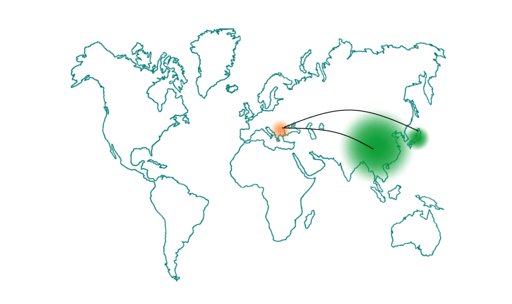 une carte du monde montrant la multiplication de tribulus terrestris