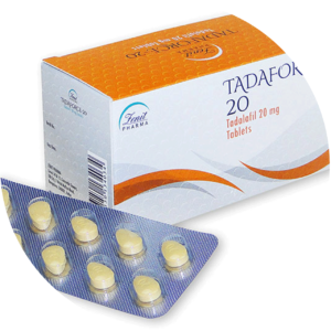 une boite avec des pilules contenantes la substance active tadalafil 